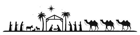 Silhouttes Christmas Nativity Scene Vector Illustration, Jesus Birth ...