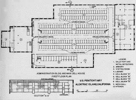 Plan of the main cellhouse | Alcatraz, Prison, Prison architect layout