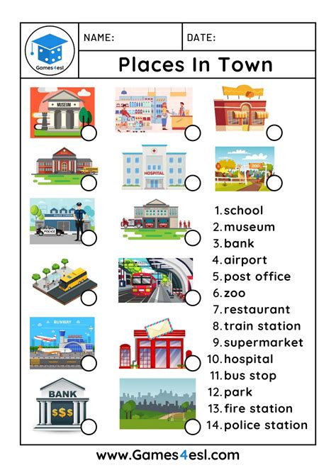 Places in Town Worksheet Interactive Worksheet – Edform