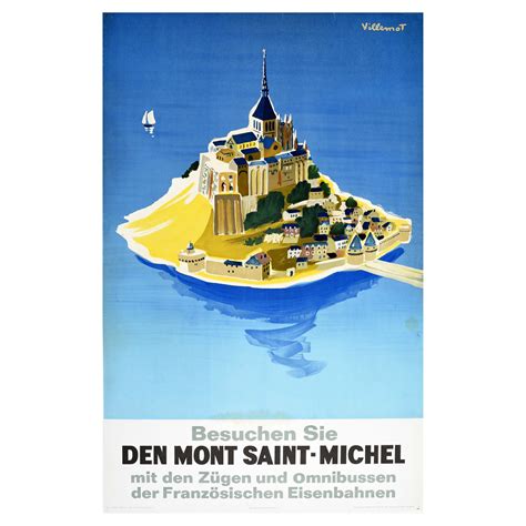 Original Vintage Railway Poster Visitez Le Mont Saint Michel SNCF Train Travel at 1stDibs