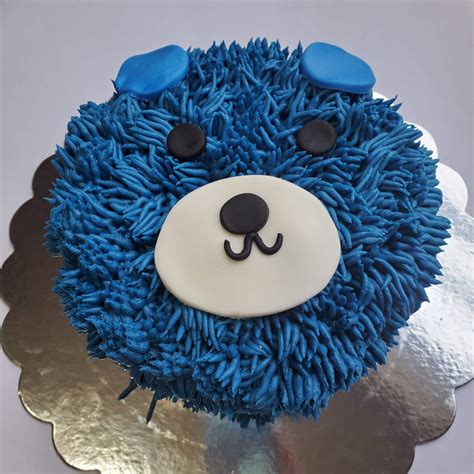 blue teddy bear cake - Angela's Bakery