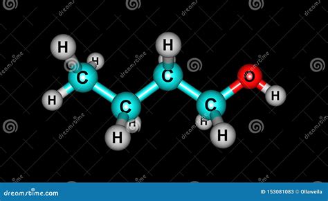 Butyl Alcohol Molecular Structure Isolated on Black Stock Illustration - Illustration of ...