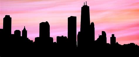 Chicago Skyline Peachy Pink Background Digital Art by Marilyn Hunt