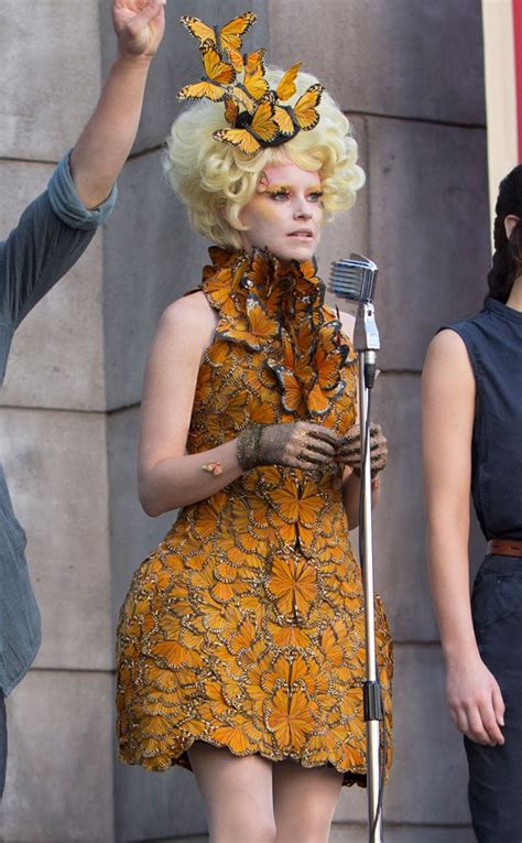 Elizabeth Banks' Crazy Catching Fire Butterfly Dress! - E! Online