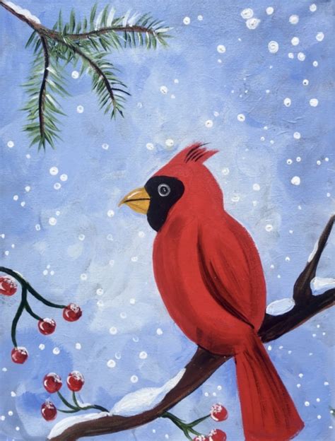 How To Paint A Snowy Cardinal - Step By Step Painting