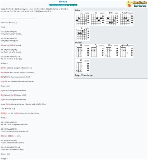 Chord: We Are - tab, song lyric, sheet, guitar, ukulele | chords.vip