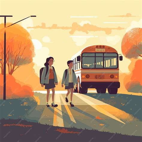 Premium AI Image | School bus with students flat illustration Back to ...