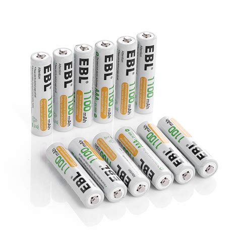 EBL 12-Pack AAA Battery 1.2v 1100mAh Ni-MH Rechargeable Batteries ...