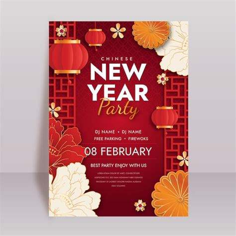 Free Vector | Paper style chinese new year vertical poster template