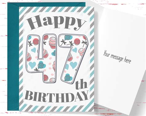 Happy 47th Birthday Card Cute Birthday Card for 47 Year Old - Etsy