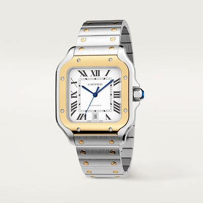 CRW2SA0009 - Santos de Cartier watch - Large model, automatic movement, yellow gold, steel ...