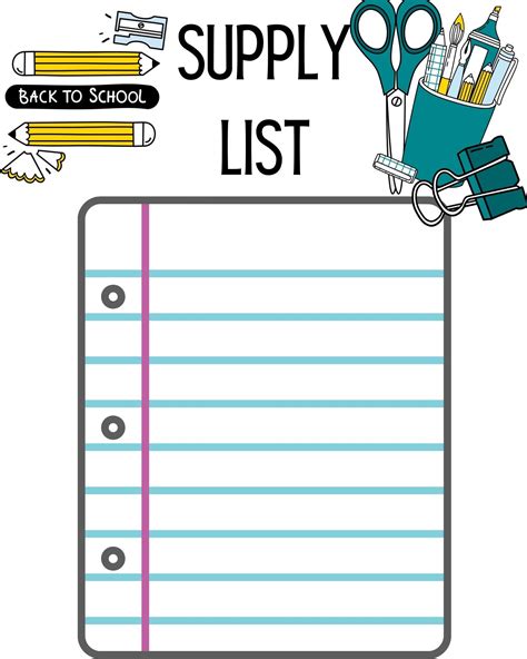 Teacher Supply List Template