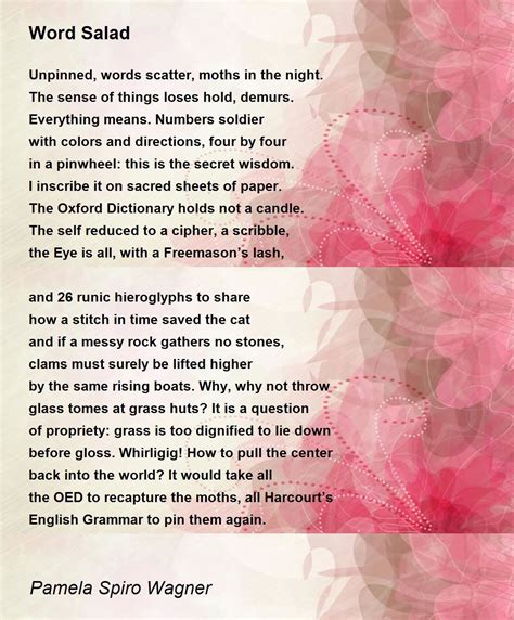 Word Salad - Word Salad Poem by Pamela Spiro Wagner