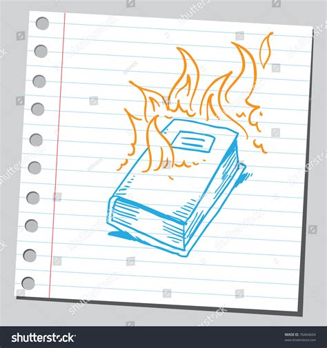 Drawing Burning Book Stock Vector 76464604 - Shutterstock