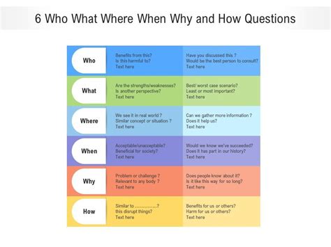 6 Who What Where When Why And How Questions | PowerPoint Slides Diagrams | Themes for PPT ...