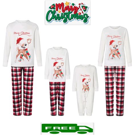 Family Christmas Pjs Matching Sets Deer Plaid Jammies for Baby Adults ...