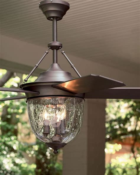 Dark Aged Bronze Outdoor Ceiling Fan with Lantern, 52" | Traditional ...