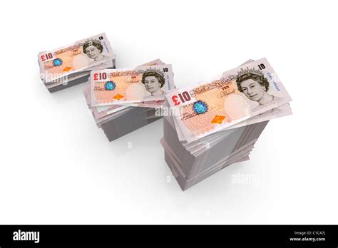 Money - Piles of Ten Pound Notes Sterling Stock Photo: 35306870 - Alamy