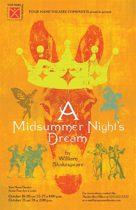 Customizable poster for Shakespeare's "A Midsummer Night's Dream" | Midsummer nights dream, A ...