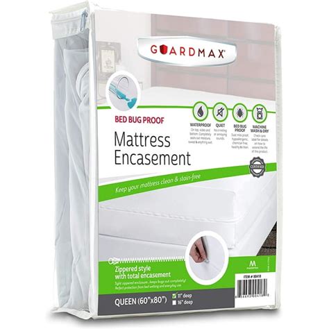 Guardmax Bed Bug Mattress Protector Cover Zippered Waterproof Encasement Queen - Walmart.com ...