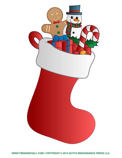 Christmas Stocking Template, Coloring Page, Clipart & Decorations – Tim's Printables | Christmas ...