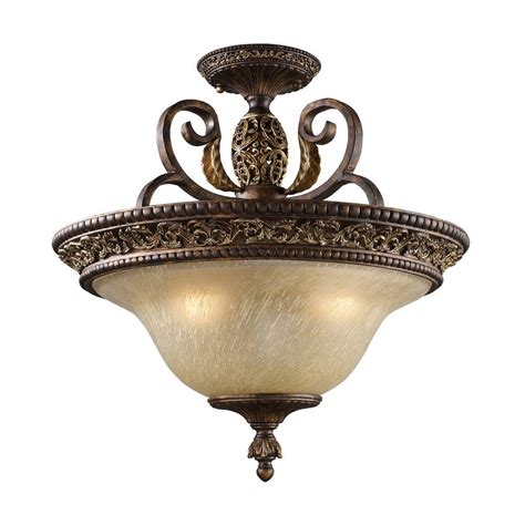 Titan Lighting Regency 3-Light Burnt Bronze Ceiling Semi-Flush Mount ...