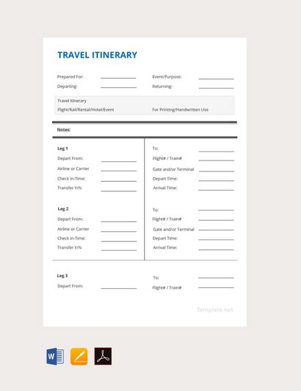 Itinerary in Word - 14+ Examples, Format, How to Create, Word