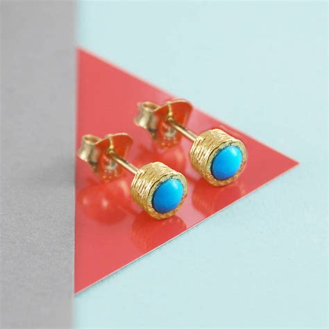 gold turquoise december birthstone textured earrings by embers ...