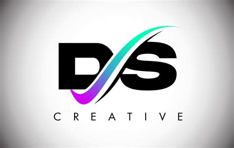 DS Letter Logo with Creative Swoosh Curved Line and Bold Font and ...