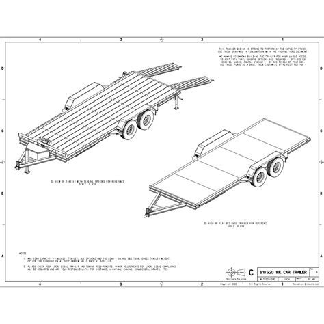 Car Hauler Plans / Equipment Trailer Plans - 6'10" x 20' - 10,400 lb.