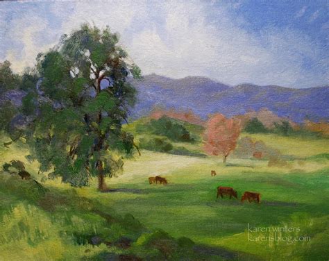 Valley Girls – Landscape oil painting – Cows on ranch in Central California | Karen Winters Blog ...