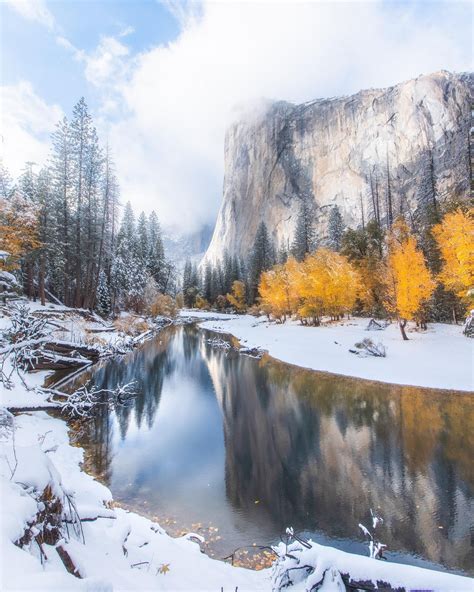 When Fall Meets Winter. First Snowfall at Yosemite National Park [OC ...