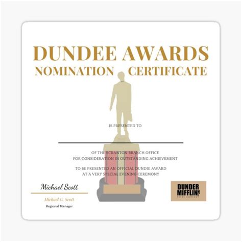 "Dundee Awards Nomination Certificate" Sticker for Sale by reddick13 ...