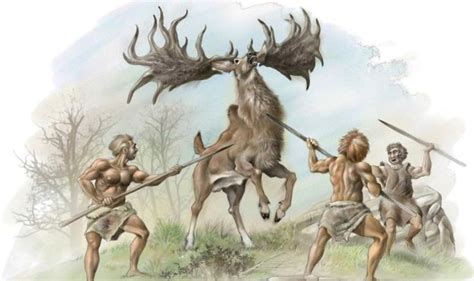 Neanderthals and Irish elk Panthera Leo Spelaea, Prehistoric World, Prehistoric Creatures ...