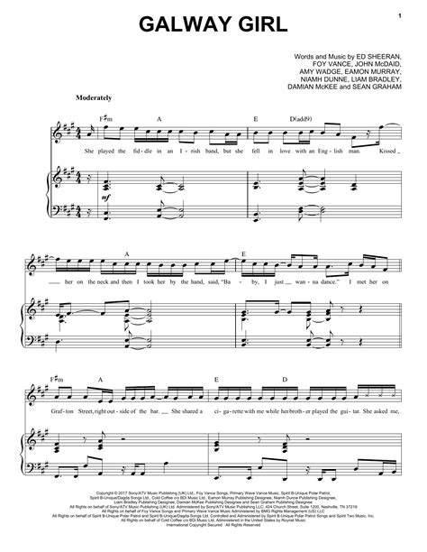 Ed Sheeran "Galway Girl" Sheet Music Notes | Download Printable PDF Score 181788