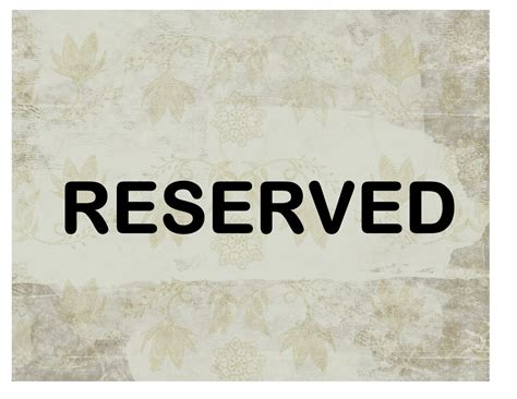 Reserved Signs For Tables Printable