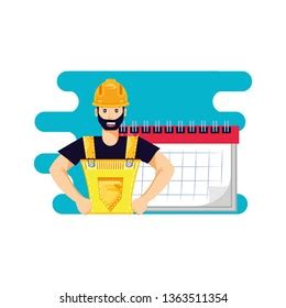 Worker Construction Man Calendar Stock Vector (Royalty Free) 1363511354 | Shutterstock