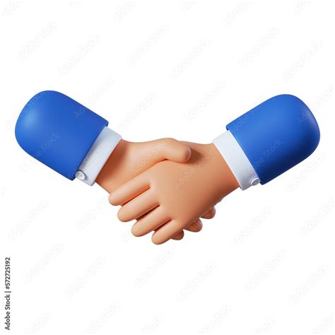 3d illustration. Deal icon. Cartoon character handshake. Business clip art isolated on white ...