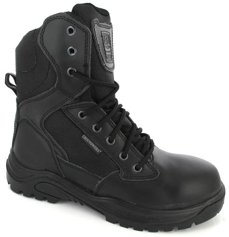 MENS BLACK ARMY LEATHER SECURITY MILITARY COMBAT POLICE WORK BOOTS UK SIZE 6-12 | eBay