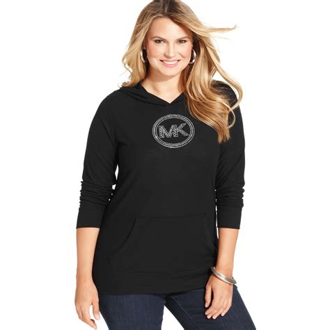 Lyst - Michael Kors Michael Plus Size Studdedlogo Hoodie in Black