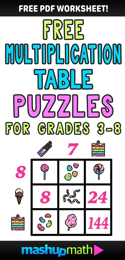 Multiplication Table Worksheets: Free Printable Math Puzzles — Mashup Math | Math puzzles brain ...