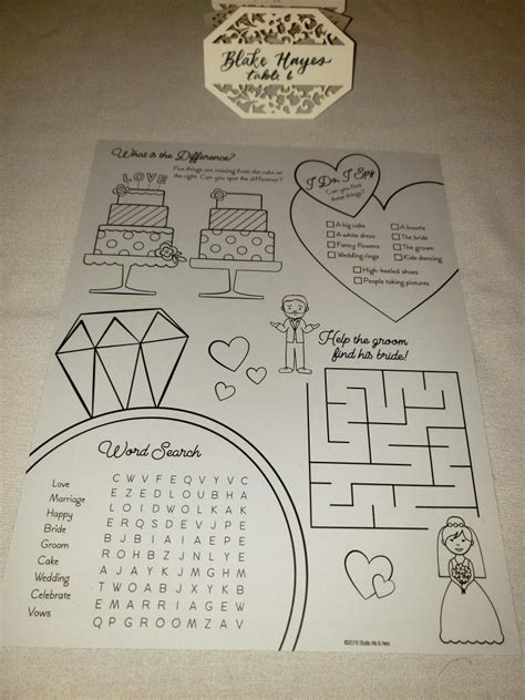 Wedding activities sheet for children at a reception. | Kids wedding ...