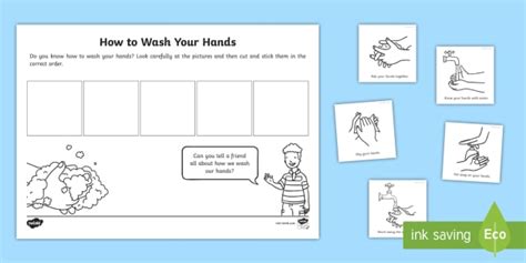 EYFS Washing Your Hands Sequencing Worksheet (teacher made)