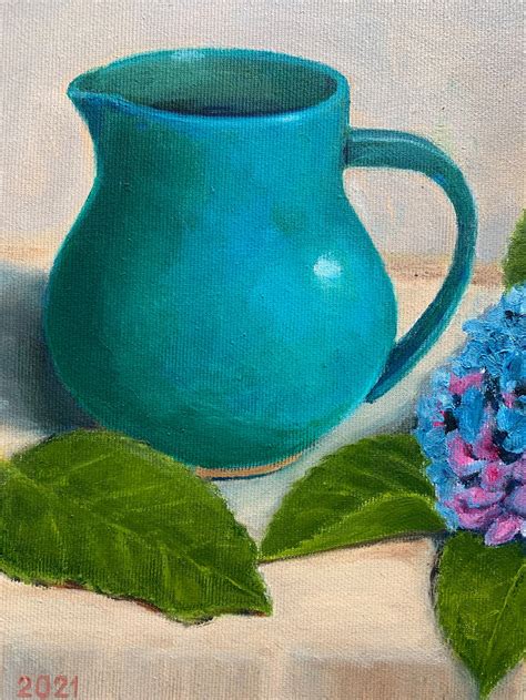 Blue Hydrangea Painting. Original Oil Painting on Canvas. Author's Work ...