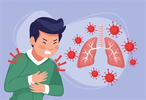 Premium Vector | Young man sick with chest pain and lungs covid19 symptom