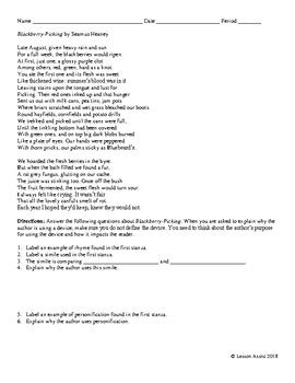 Blackberry-Picking by Seamus Heaney: Poem Analysis Questions by Lesson Assist