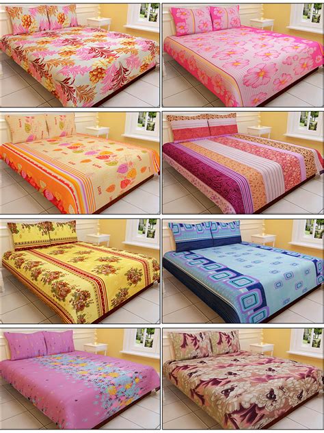 Buy Luxury Queen 8 Designer Double Bed Sheets with 16 Pillow Covers ...