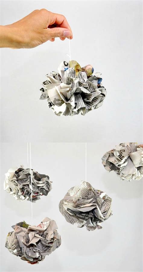 How to Make Pom Poms with Newspaper | Newspaper crafts diy, Newspaper crafts, Newspaper flowers