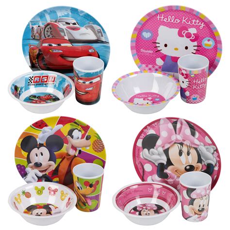 Kids Disney Breakfast 3 Piece Melamine Plate Bowl Mug Children's Dinner ...