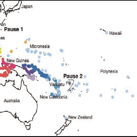 3A: Map showing locations where Austronesian languages are spoken and ...